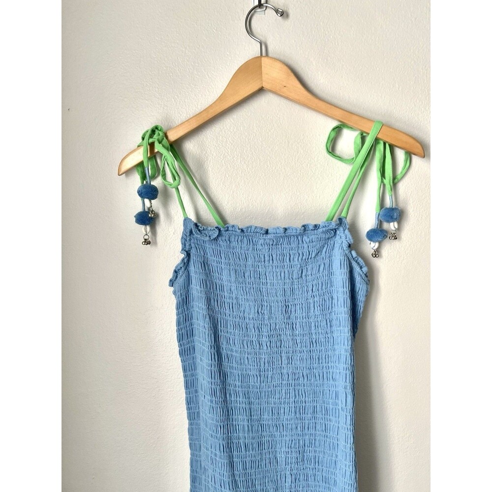 NWT Never Fully Dressed Smocked Blue Bodycon Dress Sz 6 Coastal Beach Vacation - Picture 5 of 11